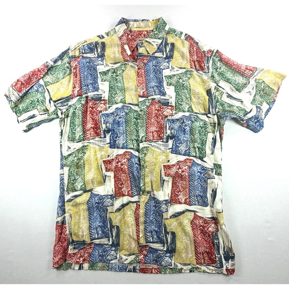 Vintage 90s Campia Abstract Geometric Pattern Button Up Shirt Korea Size Medium